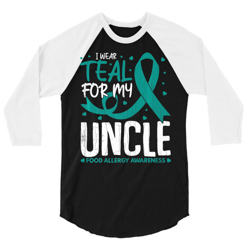 Mens I Wear Teal For Uncle Food Allergy Awareness Month 3/4 Sleeve Shirt | Artistshot