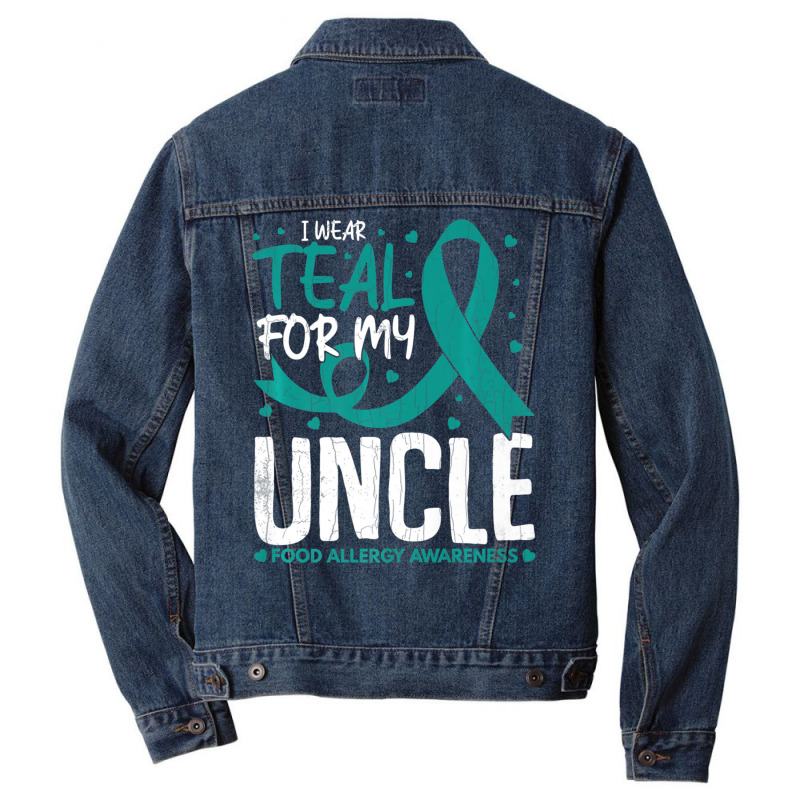 Mens I Wear Teal For Uncle Food Allergy Awareness Month Men Denim Jacket | Artistshot