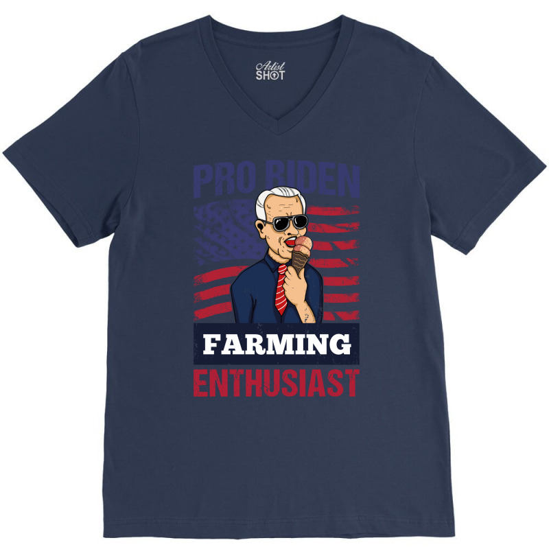 Pro Biden Farming Enthusiast Usa Flag Gift Cool V-neck Tee | Artistshot