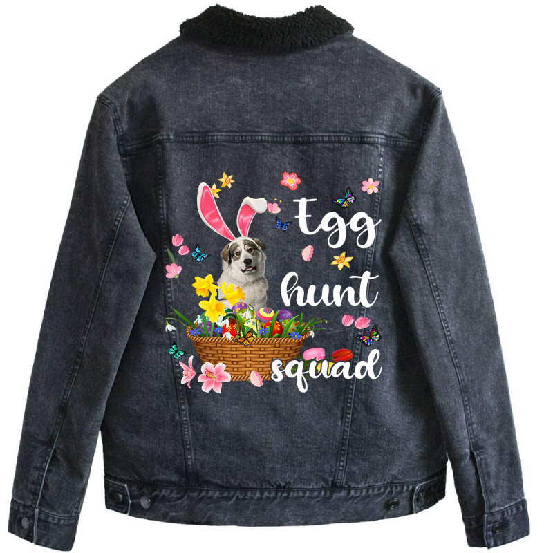 Great Pyrenees Happy Easter Day Easter Colorful Egg Hunt Unisex Sherpa-lined Denim Jacket | Artistshot