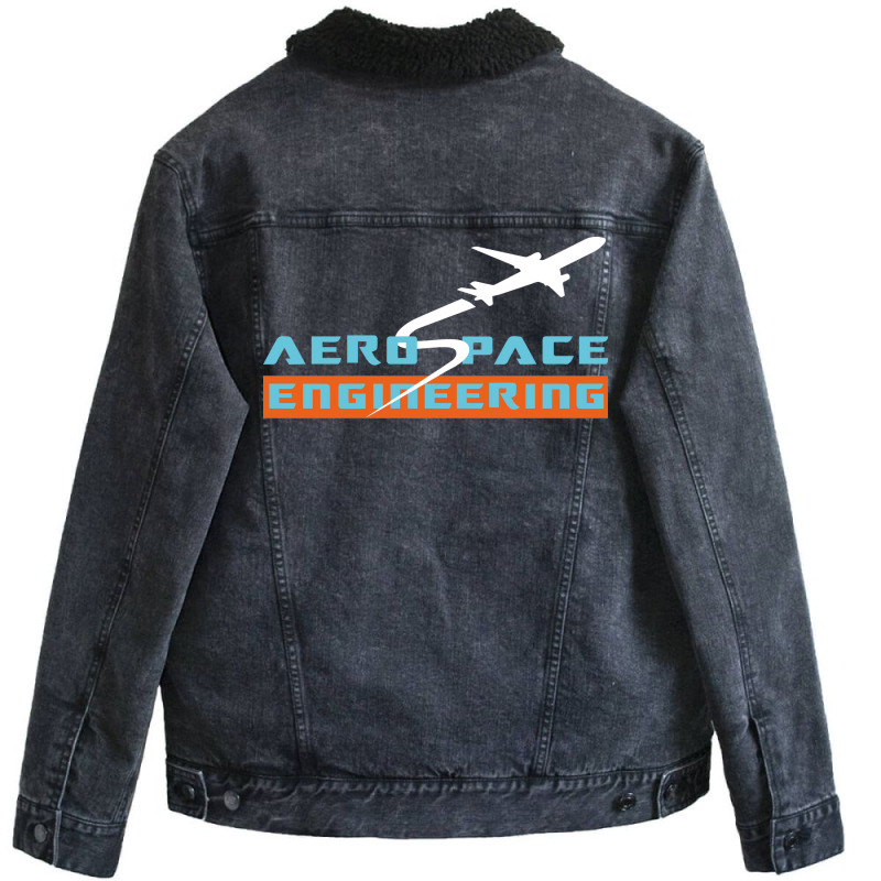 Aerospace Engineering Design Airplane Text And Image Green Unisex Sherpa-lined Denim Jacket | Artistshot