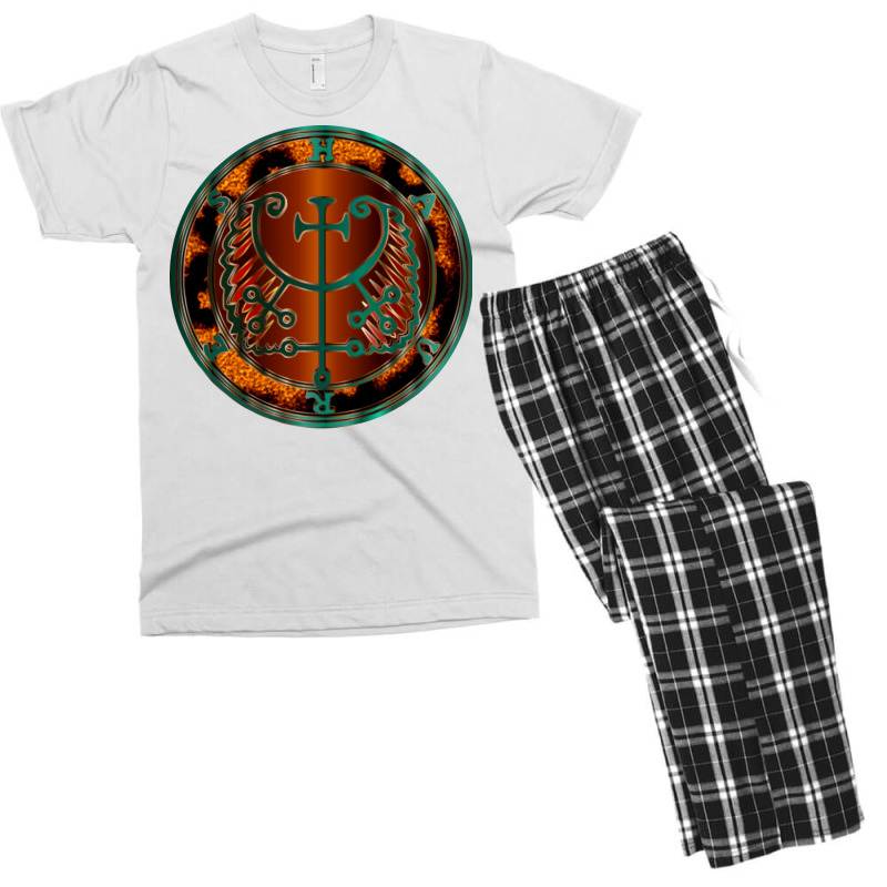 Leopard Skin Winged Cross Goetic Coin Sigil Seal Of Haures Stars Men's T-shirt Pajama Set | Artistshot