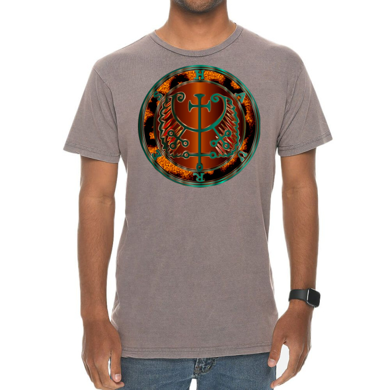 Leopard Skin Winged Cross Goetic Coin Sigil Seal Of Haures Stars Vintage T-shirt | Artistshot