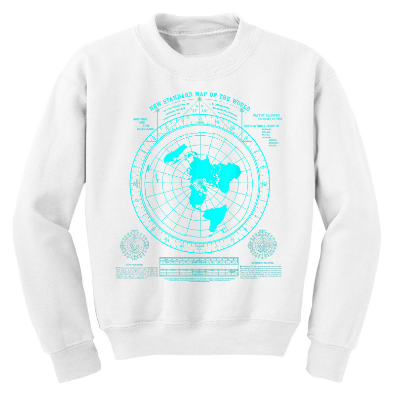 Gleason's New Standard Map Of The World, Flat Earth T Shirt Youth Sweatshirt | Artistshot