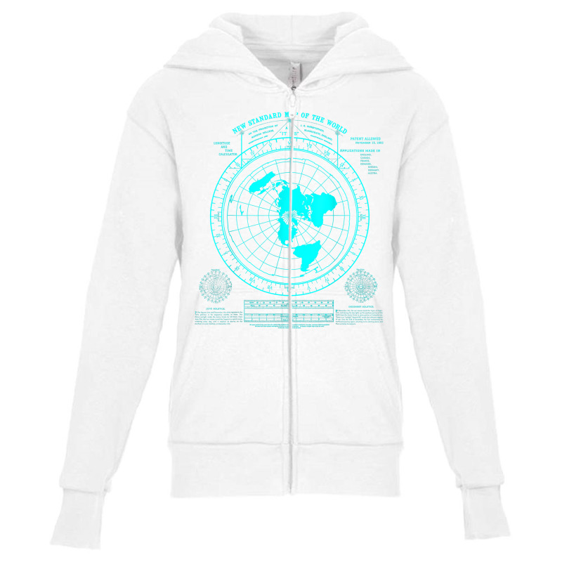 Gleason's New Standard Map Of The World, Flat Earth T Shirt Youth Zipper Hoodie | Artistshot