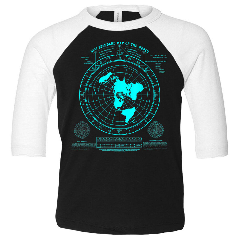 Gleason's New Standard Map Of The World, Flat Earth T Shirt Toddler 3/4 Sleeve Tee | Artistshot