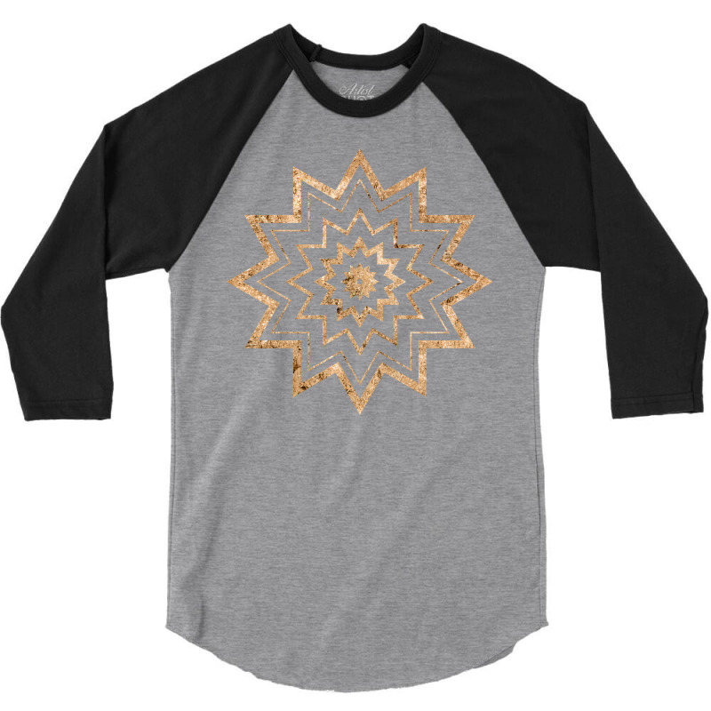 Gold Geometric Glyph Mandala Sigil Rune Sign Seal Stars 3/4 Sleeve Shirt | Artistshot