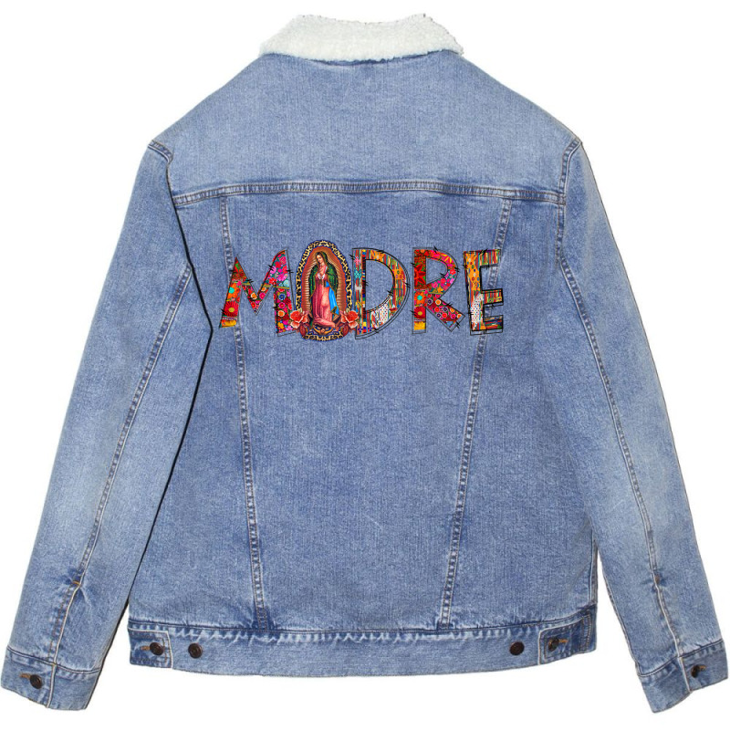 Madre Our Lady Virgen De Guadalupe Abuela Latina Mexican Unisex Sherpa-Lined Denim Jacket by SamuelTABraun | Artistshot