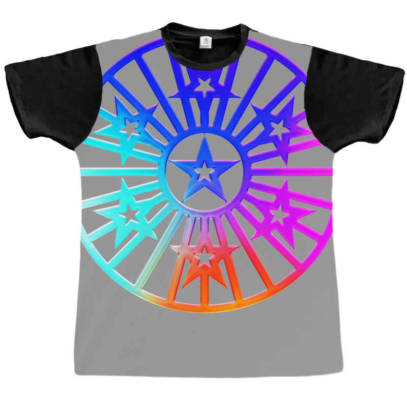 Neon Geometric Glyph Mandala Sigil Rune Sign Seal Cool Blue And Violet Graphic T-shirt | Artistshot