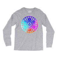 Neon Geometric Glyph Mandala Sigil Rune Sign Seal Cool Blue And Violet Long Sleeve Shirts | Artistshot