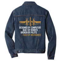 Aircraft Maintenance Technician Airplane Mechanic Retro Men Denim Jacket | Artistshot