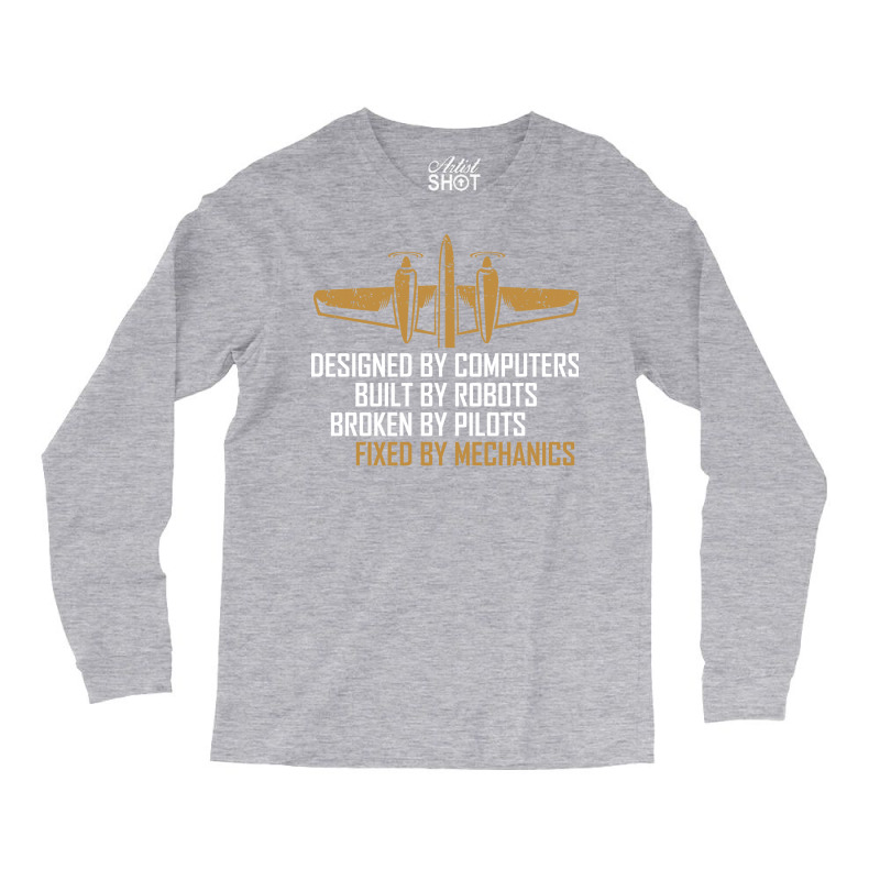 Aircraft Maintenance Technician Airplane Mechanic Retro Long Sleeve Shirts by kirrilklohv | Artistshot