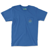 Neon Geometric Glyph Mandala Sigil Rune Sign Seal Cyan Red And Yellow Pocket T-shirt | Artistshot