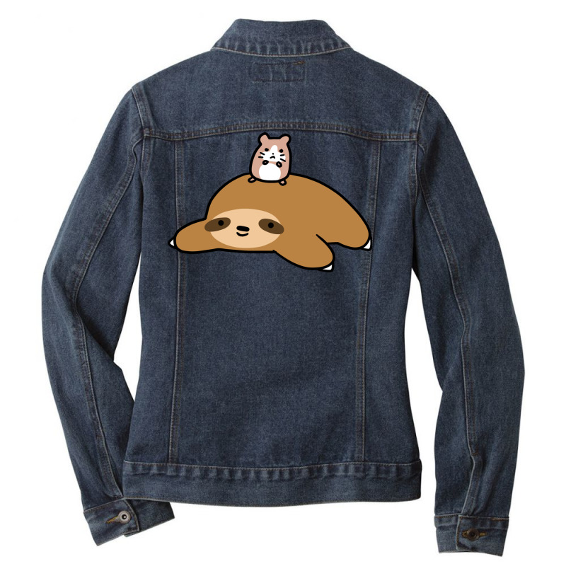 Sloth And Hamster Ladies Denim Jacket by hasan2 | Artistshot