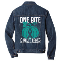 One Bite Is All It Takes Food Allergy Awareness Men Denim Jacket | Artistshot