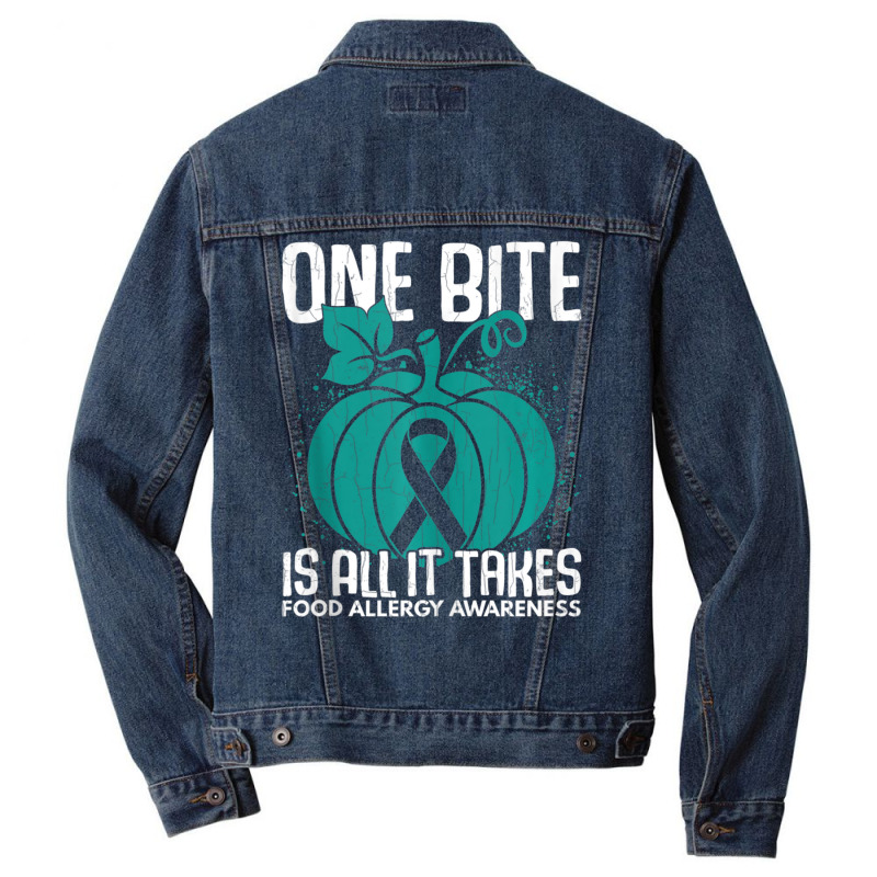 One Bite Is All It Takes Food Allergy Awareness Men Denim Jacket by thanhtran | Artistshot