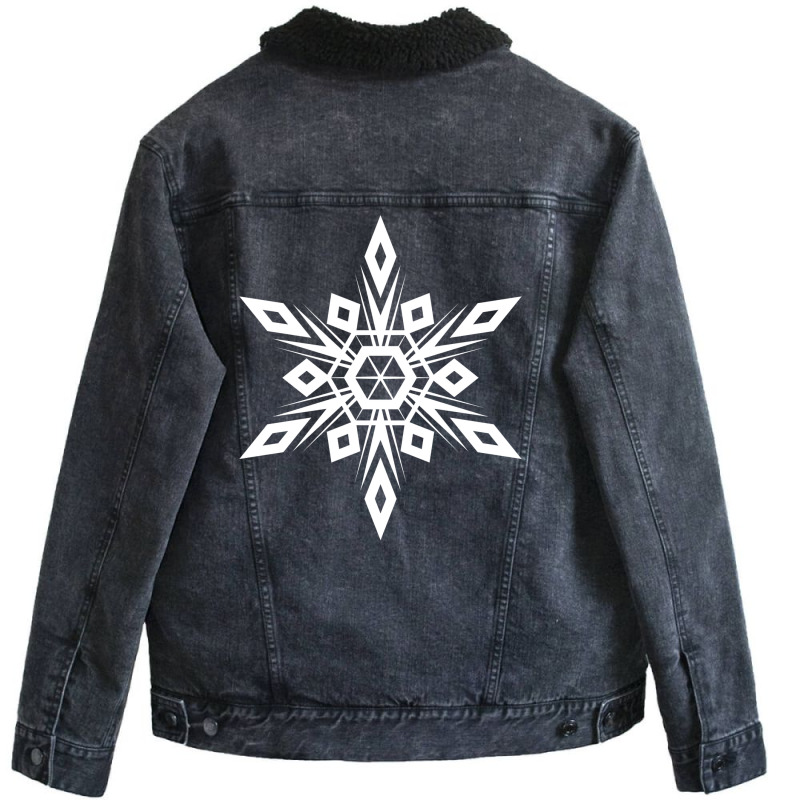 White Minimalist Geometric Glyph Mandala Sigil Rune Cute Yellow Unisex Sherpa-lined Denim Jacket | Artistshot