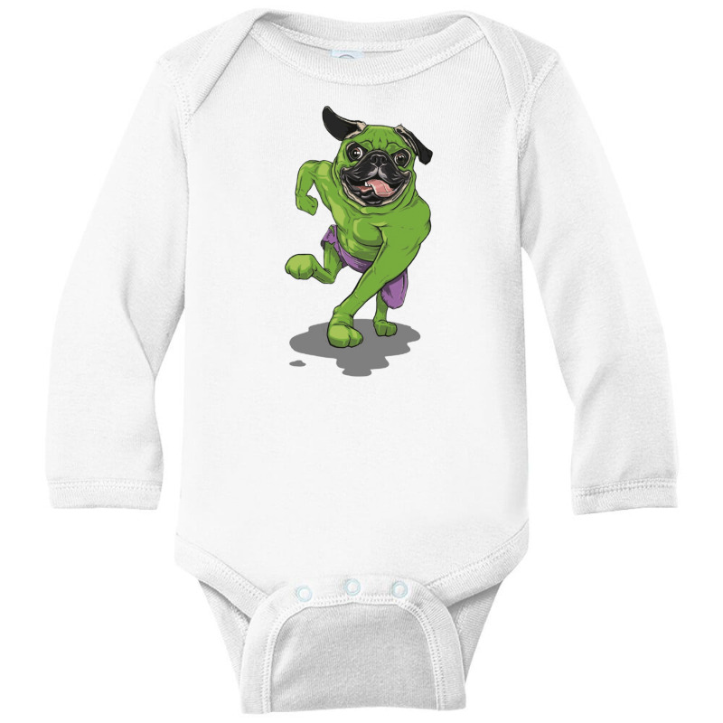 The Incredible Pug Long Sleeve Baby Bodysuit by BethanyIrwin | Artistshot