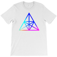 Neon Geometric Glyph Mandala Sigil Rune Sign Seal Cool Blue And Violet T-shirt | Artistshot