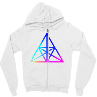 Neon Geometric Glyph Mandala Sigil Rune Sign Seal Cool Blue And Violet Zipper Hoodie | Artistshot