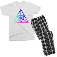 Neon Geometric Glyph Mandala Sigil Rune Sign Seal Cool Blue And Violet Men's T-shirt Pajama Set | Artistshot