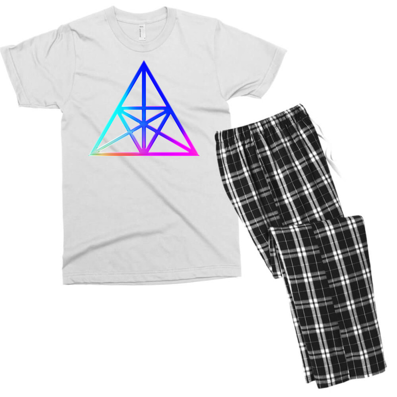 Neon Geometric Glyph Mandala Sigil Rune Sign Seal Cool Blue And Violet Men's T-shirt Pajama Set by meaneyantichy | Artistshot