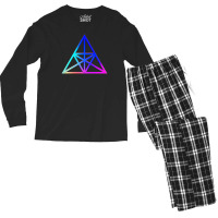 Neon Geometric Glyph Mandala Sigil Rune Sign Seal Cool Blue And Violet Men's Long Sleeve Pajama Set | Artistshot