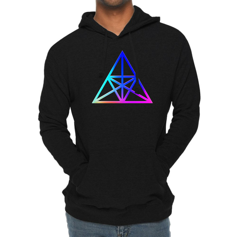 Neon Geometric Glyph Mandala Sigil Rune Sign Seal Cool Blue And Violet Lightweight Hoodie by meaneyantichy | Artistshot