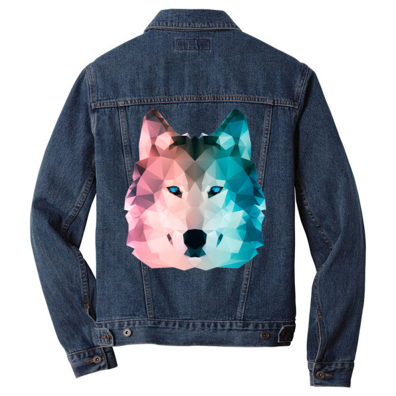 Geometrical Wolf 70s Men Denim Jacket by gugaisraero | Artistshot