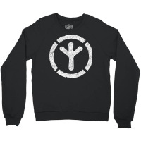 Print On Back Old Stencil Algiz Rune In Circle Love Crewneck Sweatshirt | Artistshot