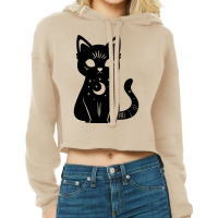 Magical Celestial Witch Cat Red Cropped Hoodie | Artistshot