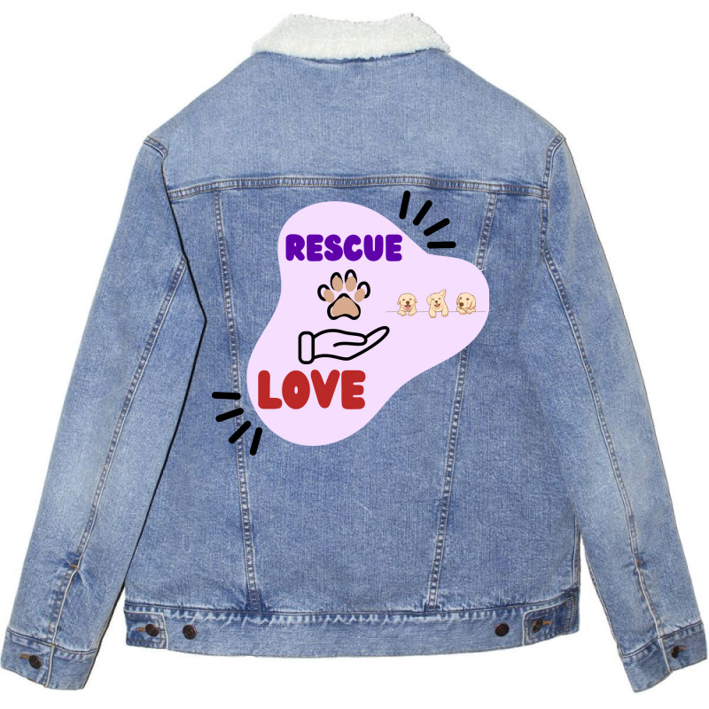 Rescue Love Design Rescue Dogs Blue Unisex Sherpa-Lined Denim Jacket by gugaisraero | Artistshot