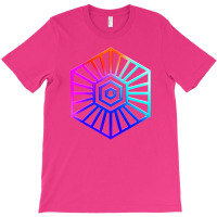 Neon Geometric Glyph Mandala Sigil Rune Sign Seal Cool Blue And Violet T-shirt | Artistshot