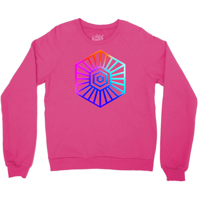 Neon Geometric Glyph Mandala Sigil Rune Sign Seal Cool Blue And Violet Crewneck Sweatshirt by irildarnen | Artistshot