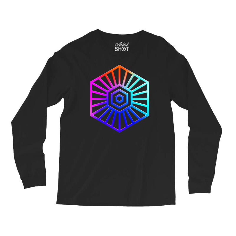 Neon Geometric Glyph Mandala Sigil Rune Sign Seal Cool Blue And Violet Long Sleeve Shirts by irildarnen | Artistshot