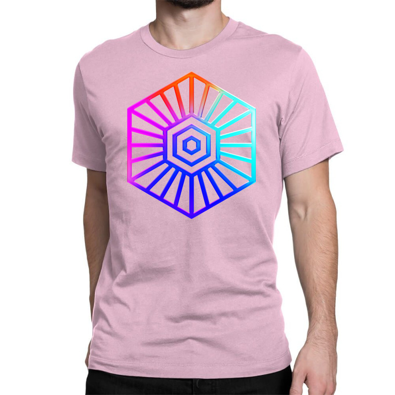 Neon Geometric Glyph Mandala Sigil Rune Sign Seal Cool Blue And Violet Classic T-shirt by irildarnen | Artistshot