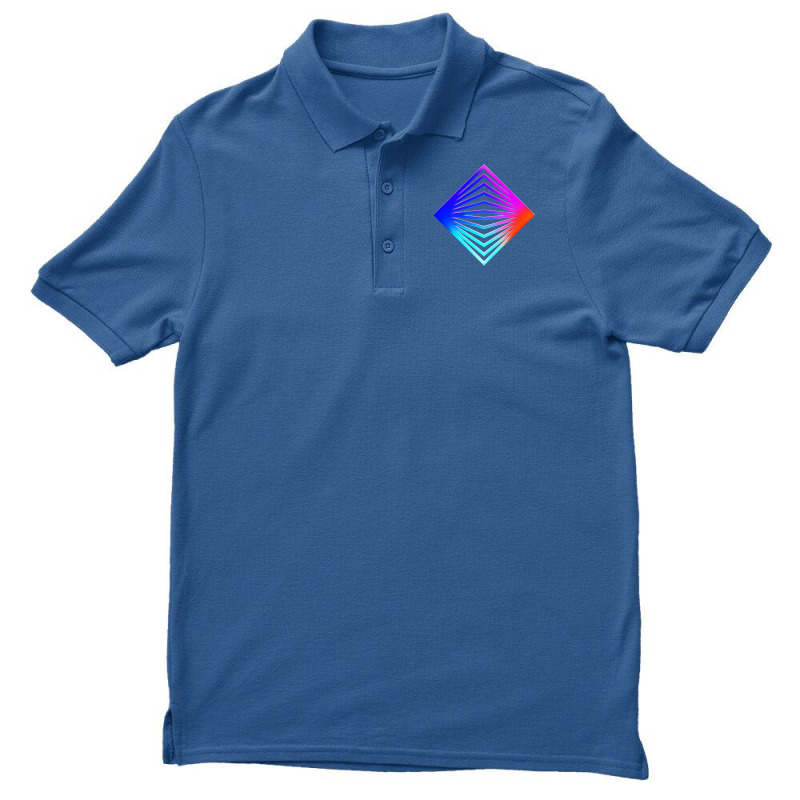 Neon Geometric Glyph Mandala Sigil Rune Sign Seal Cool Blue And Violet Men's Polo Shirt by irildarnen | Artistshot