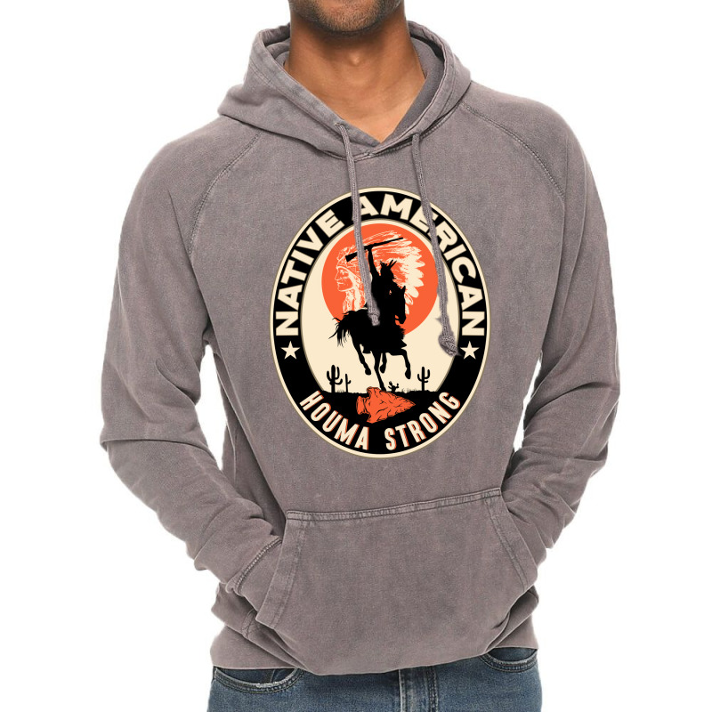 Houma Tribe Native American Indian Strong Warrior Retro  Yellow Vintage Hoodie | Artistshot