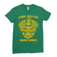 Naval Aviation Ground Pounder Vintage Skull Wings And Wrench Cool Ladies Fitted T-shirt | Artistshot