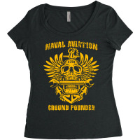 Naval Aviation Ground Pounder Vintage Skull Wings And Wrench Cool Women's Triblend Scoop T-shirt | Artistshot