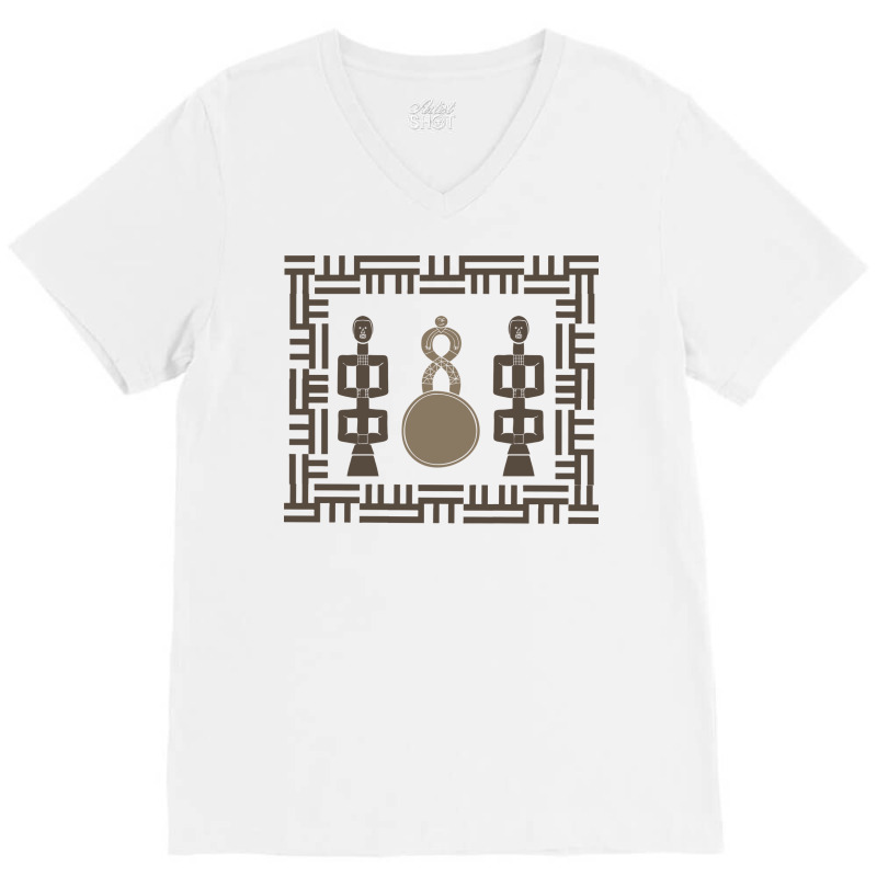 African Tribal Art Patterns Green V-neck Tee | Artistshot