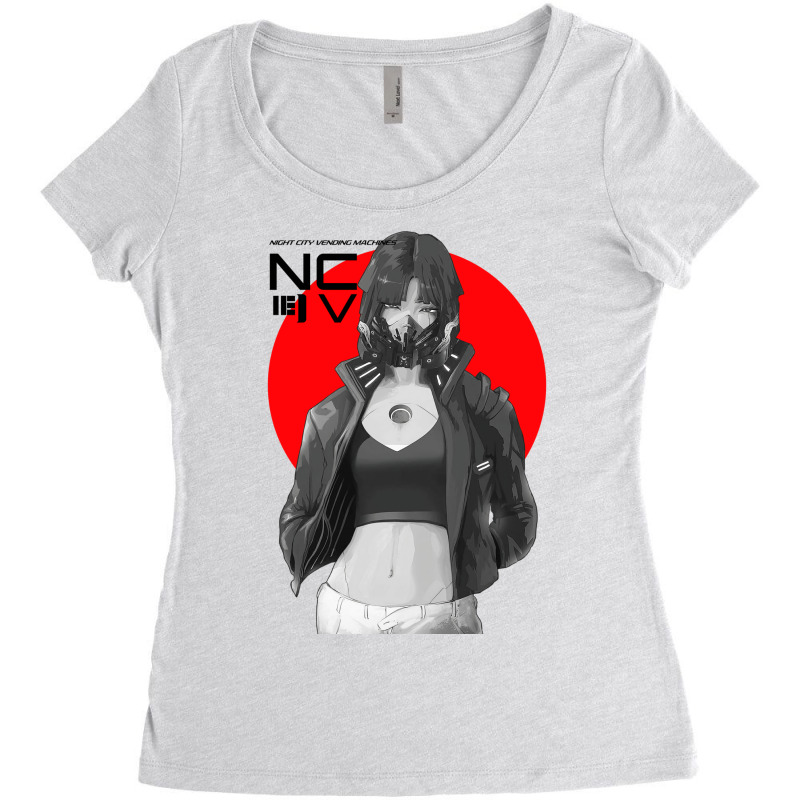 Cyberpunk Cyborg Gas Mask Girl Modern Urban Style Women's Triblend Scoop T-shirt by lindealleshs | Artistshot