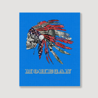 Mohegan Native American Indian Flag Money Headress Green Portrait Canvas Print | Artistshot