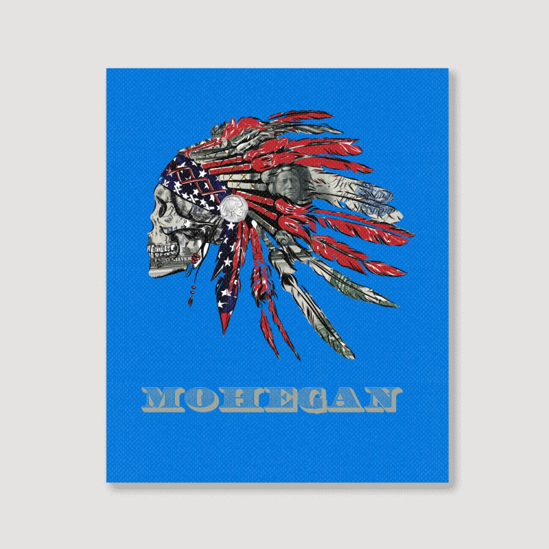 Mohegan Native American Indian Flag Money Headress Green Portrait Canvas Print | Artistshot