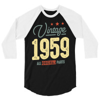 Trending Vintage Born In 1959 - 63rd Birthday Retro Classic 3/4 Sleeve Shirt | Artistshot