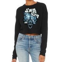 Wolf Japanese Letters Urban Style Blue Color Cropped Sweater | Artistshot