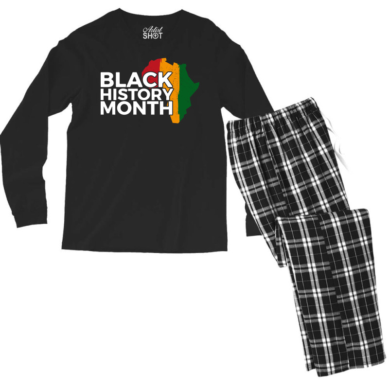 Black History Month Map Vintage Men's Long Sleeve Pajama Set | Artistshot