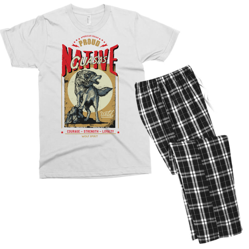 Guasas Native American Indian Born Wolf Spirit Retro Nature Men's T-shirt Pajama Set by uosisabboudh | Artistshot