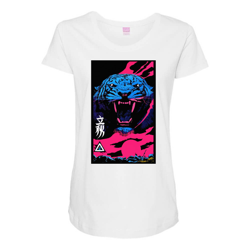 Vaporwave Animal Print Tiger Modern Fashion Cyberpunk Style Maternity Scoop Neck T-shirt by nunagqolamo | Artistshot