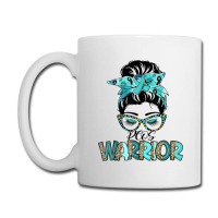 Women Messy Bun Teal Ribbon Pcos Warrior Coffee Mug | Artistshot